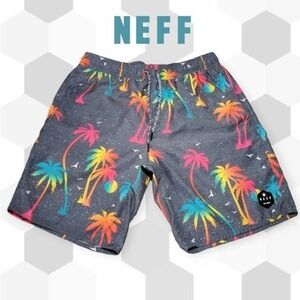 NEFF Men's Night Wilder Hot Tub Swim Board Shorts Grey M